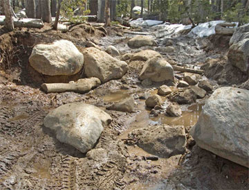 Image of 4x4 on Rubicon Trail during wet season